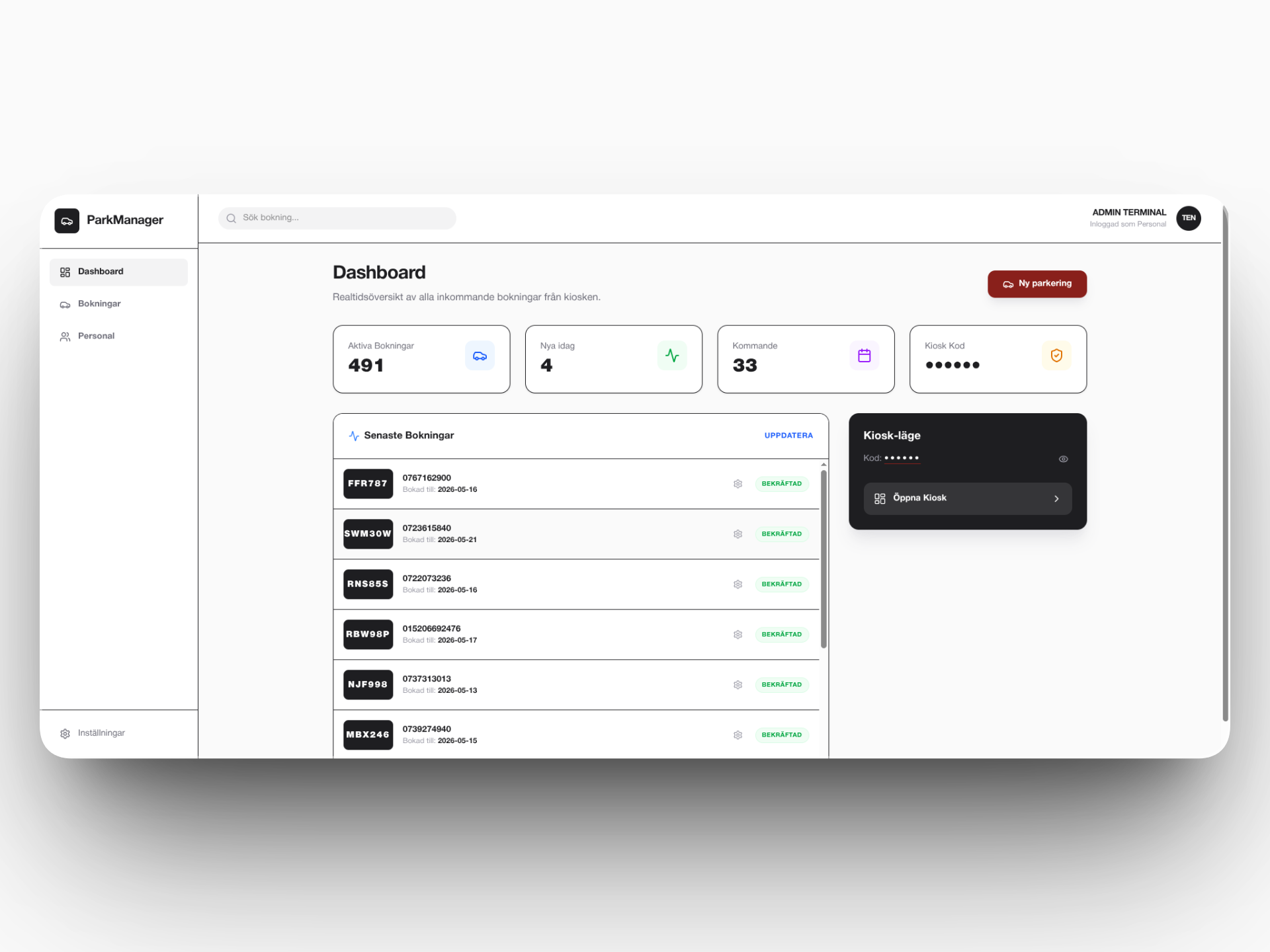 ParkingManager Dashboard